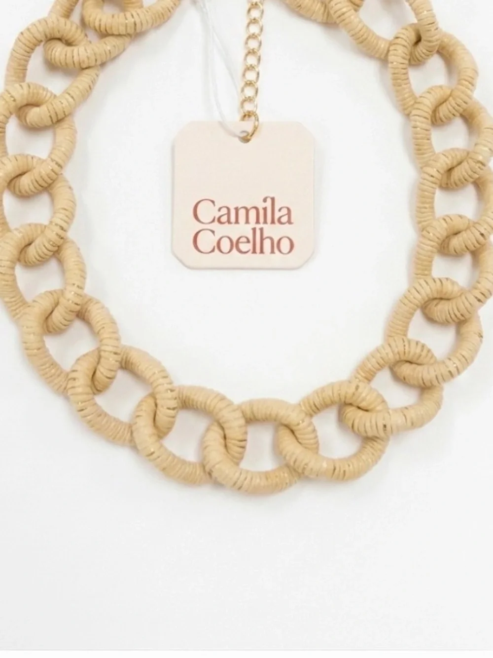 NWT βοΈ πβοΈ Camila Coelho Woven Raffia Link Statement Necklace - Picture 1 of 13